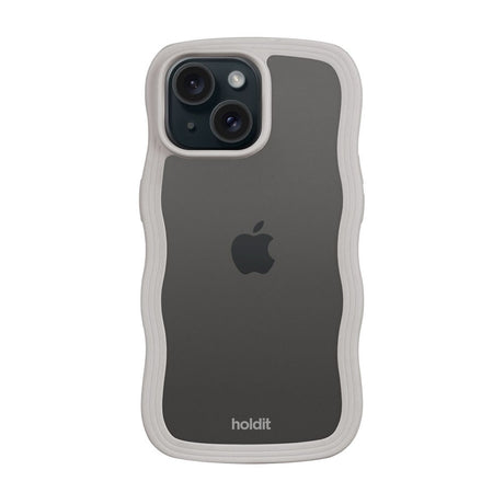 iPhone 17e / 16e / 15 / 14 / 13 Holdit Wavy Case - Wool Grey / Transparent