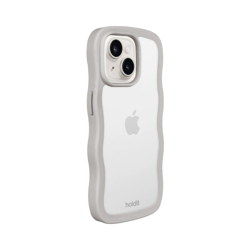 iPhone 17e / 16e / 15 / 14 / 13 Holdit Wavy Case - Wool Grey / Transparent