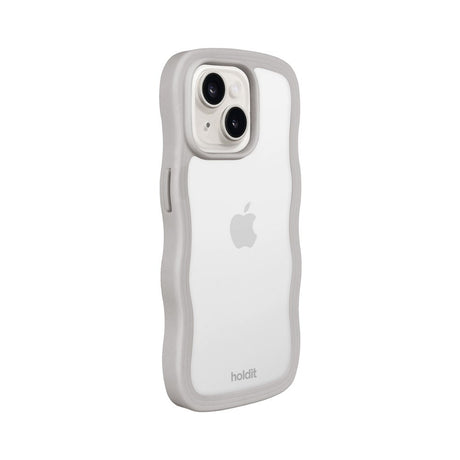 iPhone 17e / 16e / 15 / 14 / 13 Holdit Wavy Case - Wool Grey / Transparent