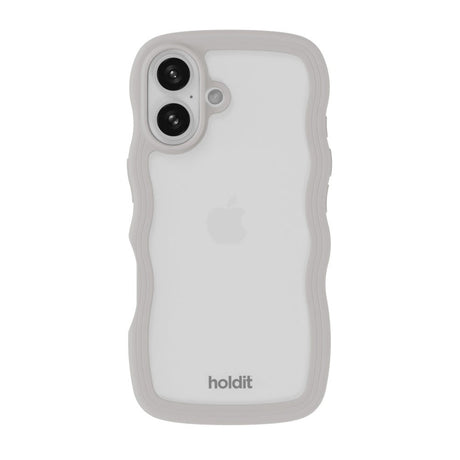 iPhone 16 Holdit Wavy Case - Wool Grey / Transparent
