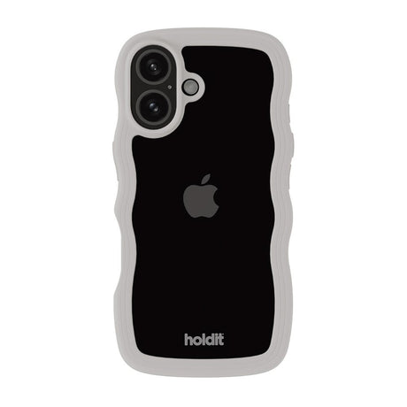 iPhone 16 Holdit Wavy Case - Wool Grey / Transparent