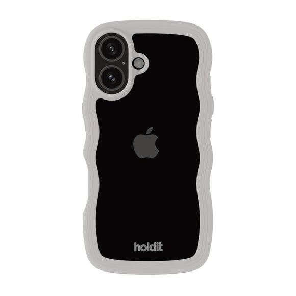 iPhone 16 Holdit Wavy Case - Wool Grey / Transparent