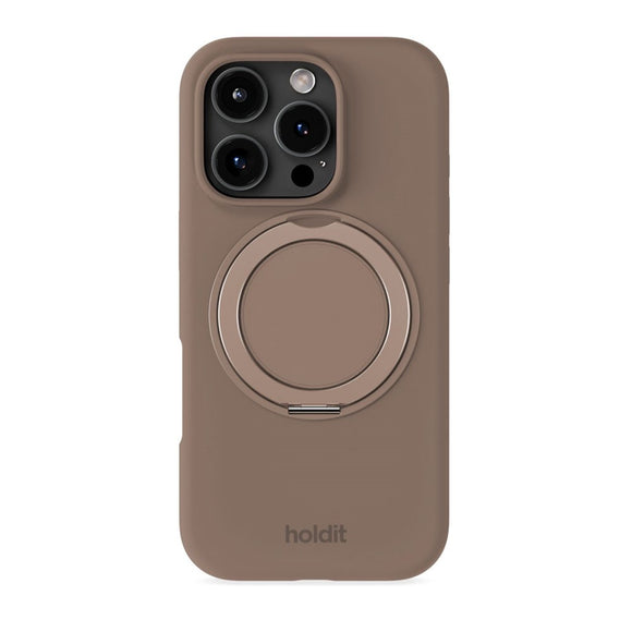iPhone 16 Pro Holdit Silikone Stand Case - Mocha Brown
