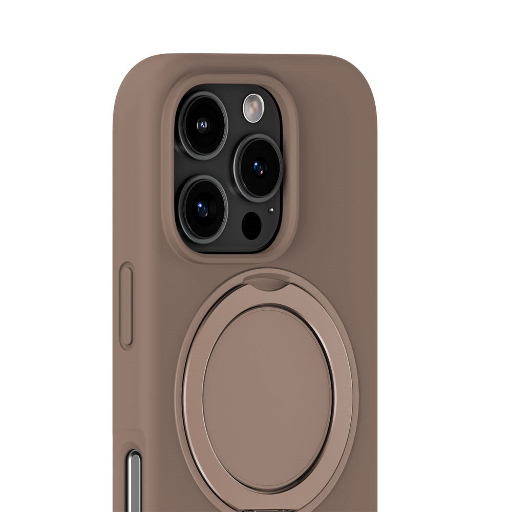 iPhone 16 Pro Holdit Silikone Stand Case - Mocha Brown