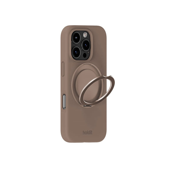 iPhone 16 Pro Max Holdit Silikone Stand Case - Mocha Brown