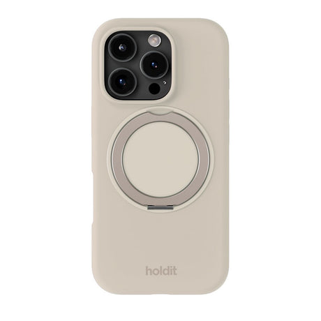 iPhone 16 Pro Holdit Silikone Stand Case - Light Beige