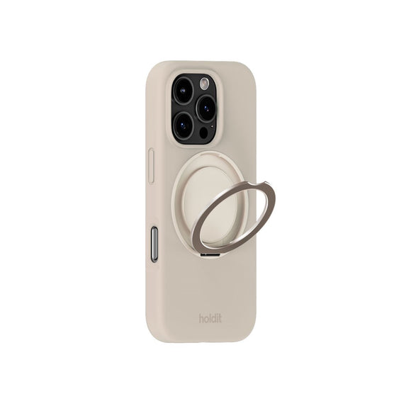 iPhone 16 Pro Holdit Silikone Stand Case - Light Beige