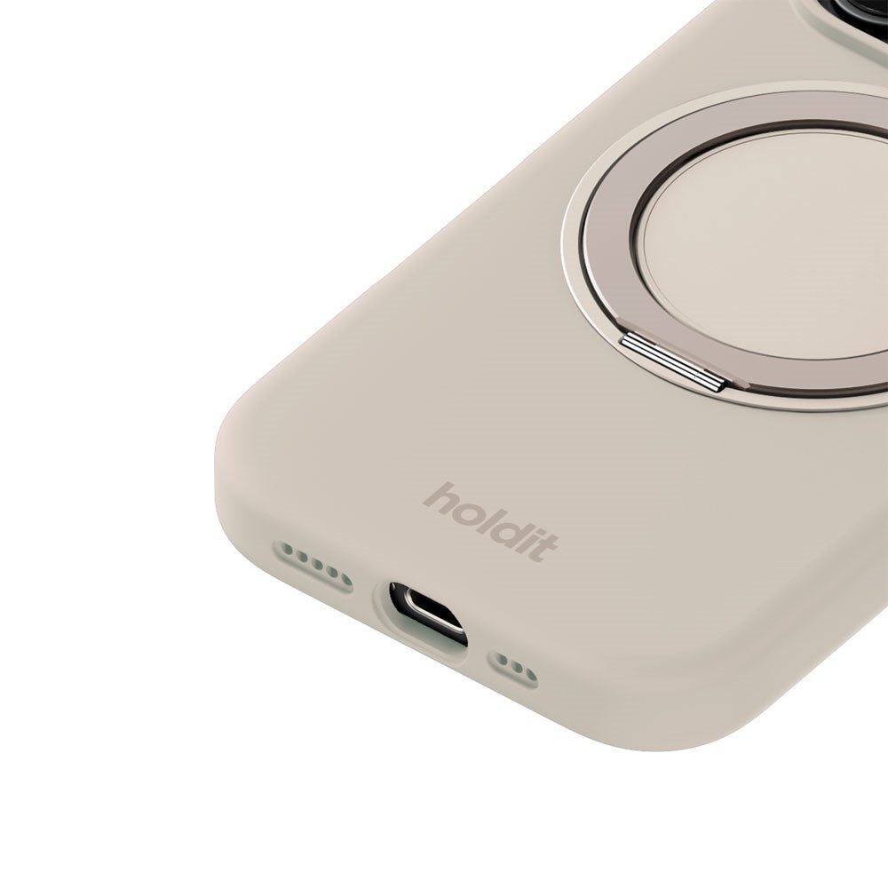 iPhone 16 Pro Holdit Silikone Stand Case - Light Beige