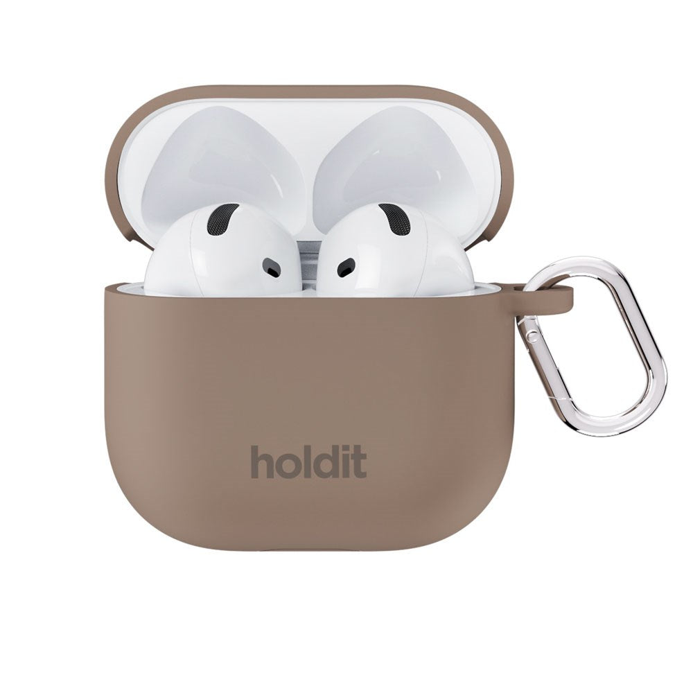 Apple AirPods (4. Gen.) Holdit Silicone Case m. Karabinhage - Mocha Brown