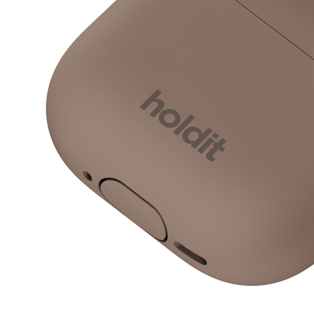 Apple AirPods (4. Gen.) Holdit Silicone Case m. Karabinhage - Mocha Brown