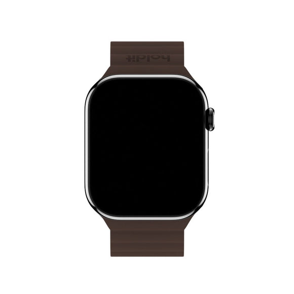 Apple Watch (42/44/SE/45/46/49mm) Holdit Silicone Magnet Rem - Chocolate / Black