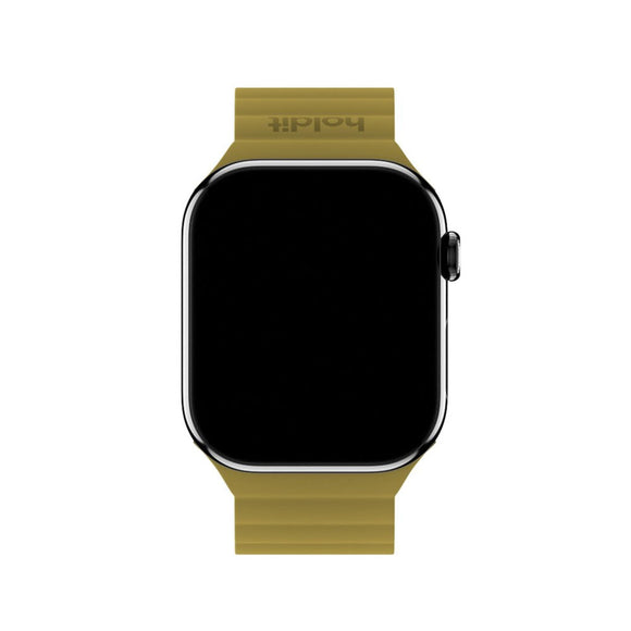 Apple Watch (38/40/SE/41/42mm) Holdit Silicone Magnet Rem - Warm Olive / Black