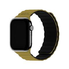 Apple Watch (42/44/SE/45/46/49mm) Holdit Silicone Magnet Rem - Warm Olive / Black