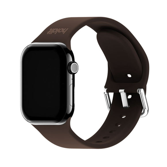 Apple Watch (42/44/SE/45/46/49mm) Holdit Silikone Rem m. Metalspænde - Chocolate