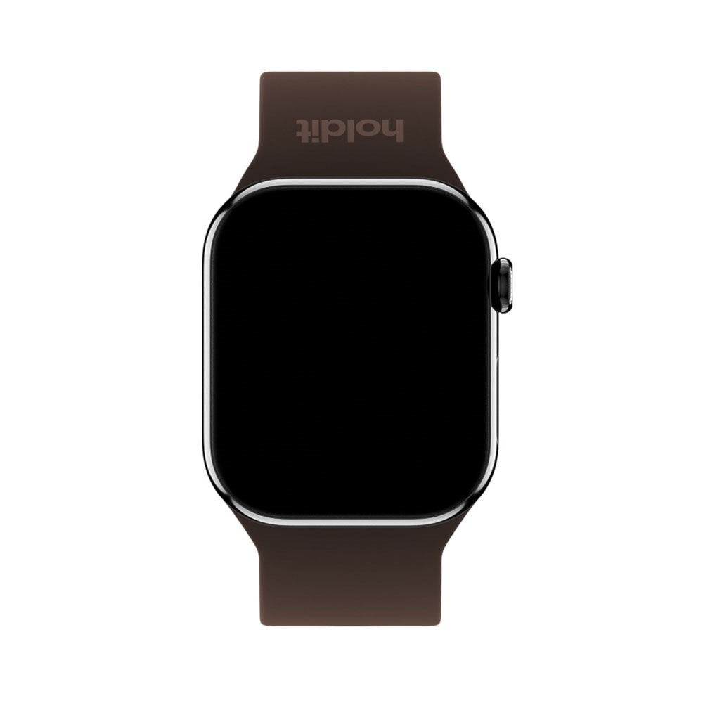 Apple Watch (42/44/SE/45/46/49mm) Holdit Silikone Rem m. Metalspænde - Chocolate