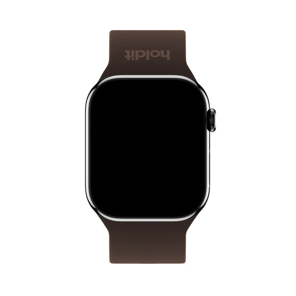 Apple Watch (42/44/SE/45/46/49mm) Holdit Silikone Rem m. Metalspænde - Chocolate