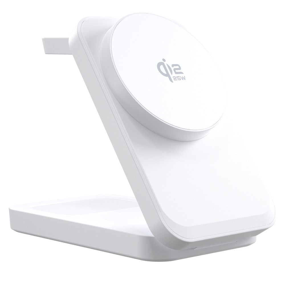 Smartline Foldbar 3-in-1 Trådløs Opladningsstander 25W - Qi2 Kompatibel - Hvid