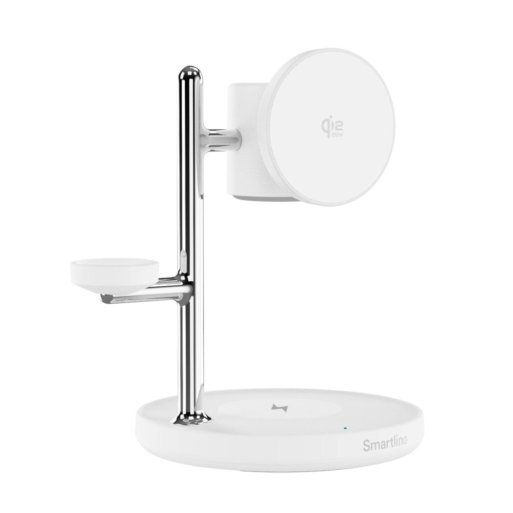Smartline 3-in-1 Trådløs Oplader 25W - Qi2 Kompatibel - Hvid