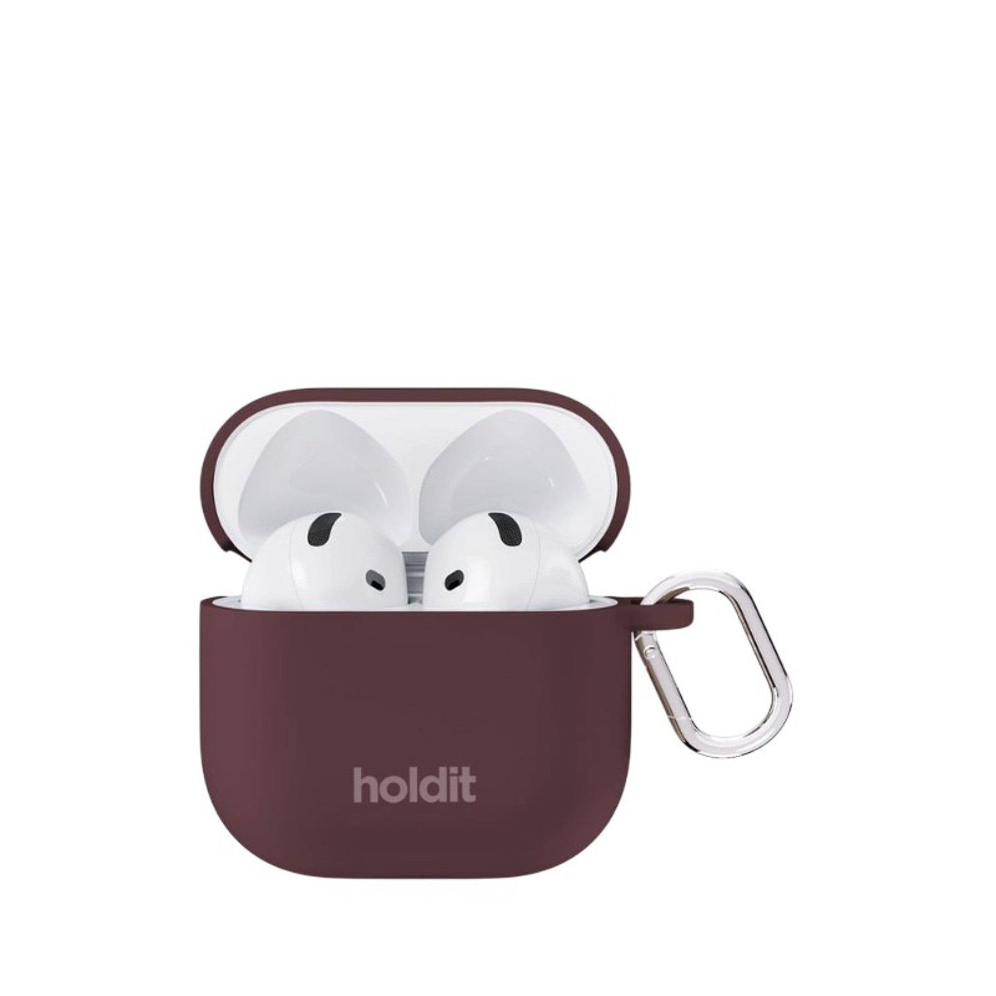 Apple AirPods (5. & 4. Gen.) Holdit Silicone Case m. Karabinhage - Bordeaux