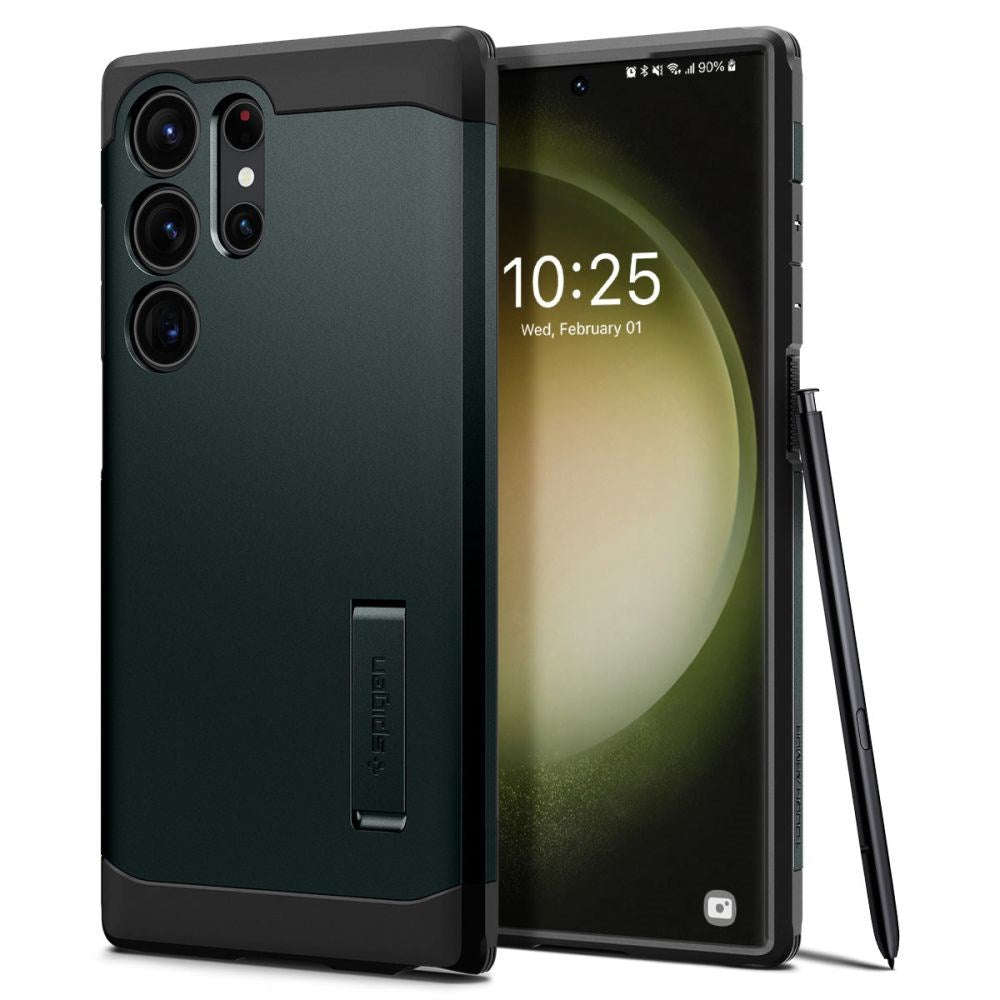 Samsung Galaxy S23 UItra Spigen Tough Armor Cover m. Kickstand - Sort