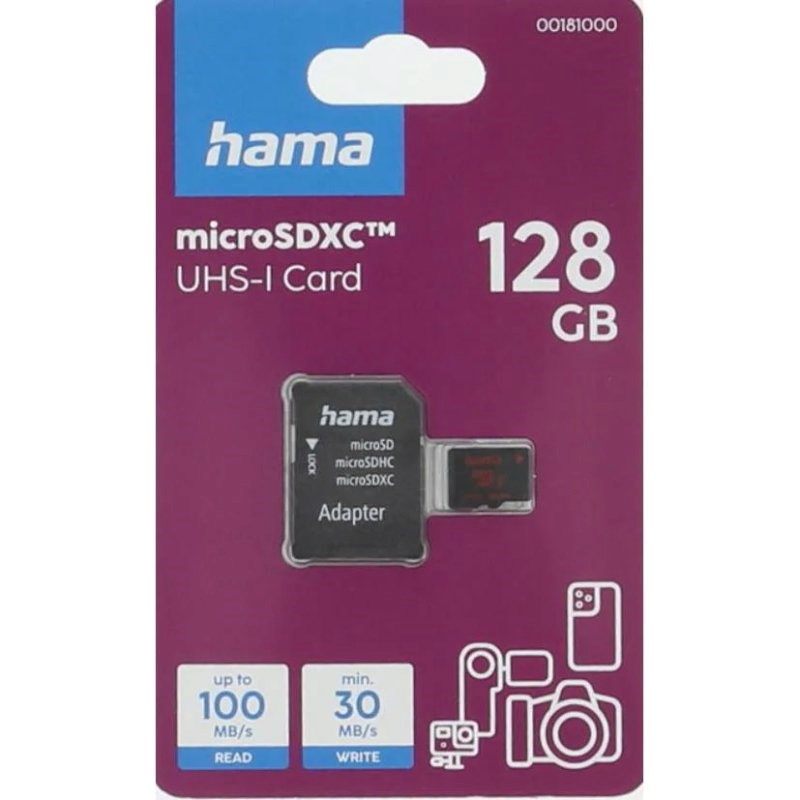 HAMA Micro SDXC-Kort inkl. SD-Adapter 100MB/s - 128GB