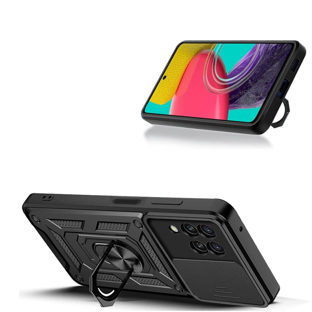 Samsung Galaxy M53 (5G) Tech-Protect Camshield m. Magnetisk Fingerring & Ståfunktion - Sort