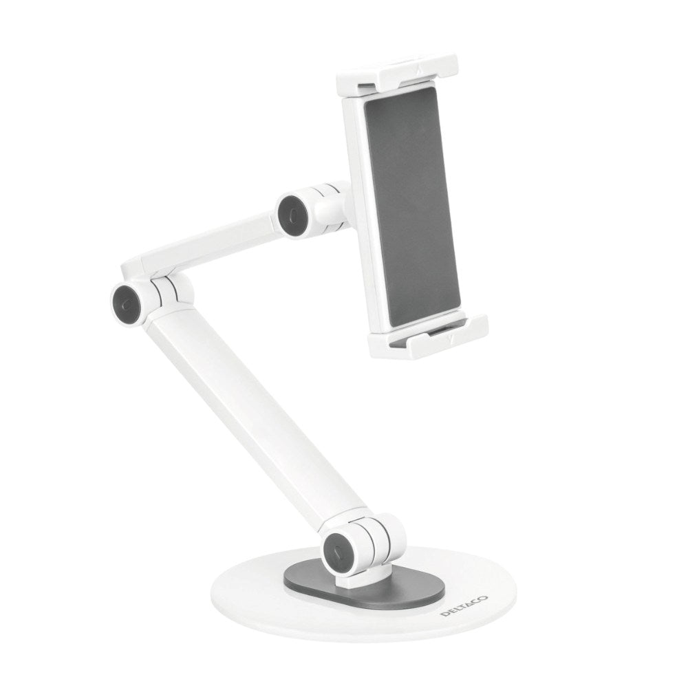 Deltaco Universal Tablet- / Mobilholder til Bord - Mål: 4.7 - 12.9" - Hvid