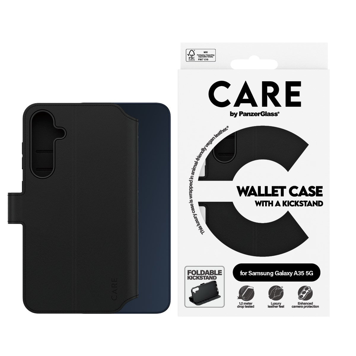 CARE by PanzerGlass Samsung Galaxy A35 (5G) Feature Wallet Case m. Ståfunktion - Sort