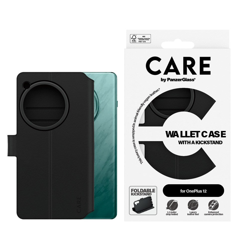 CARE by PanzerGlass OnePlus 12 Feature Wallet Case m. Ståfunktion - Sort