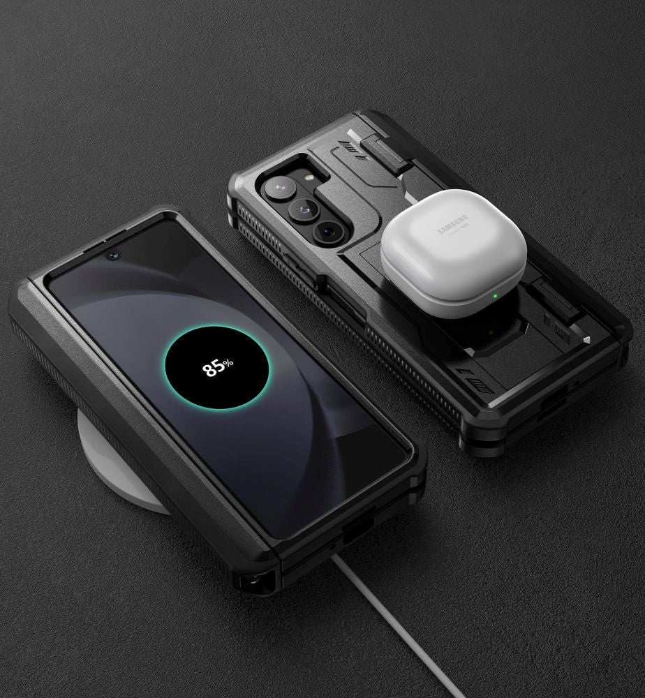 Samsung Galaxy Z Fold5 Tech-Protect Kevlar Pro Pen Håndværker Cover m. Skærmbeskyttelse & Kickstand - Sort