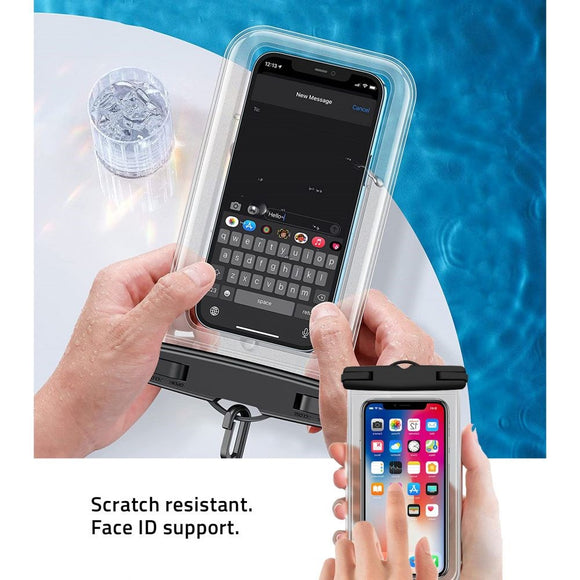 Tech-Protect Universal Vandtæt Case Etui - Sort / Gennemsigtig (Maks. Mobil: 163 x 90 x 10 mm)