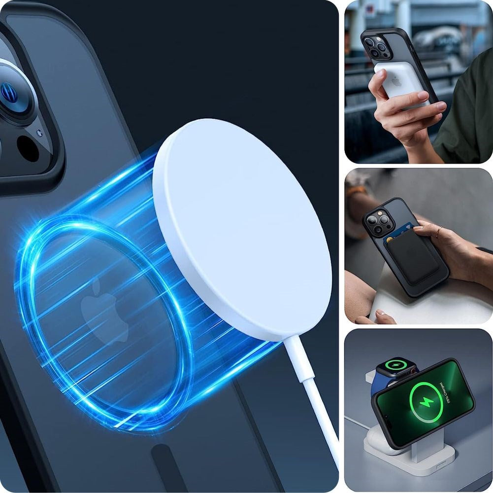 iPhone 15 Pro Tech-Protect Magmat Cover - MagSafe Kompatibel - Gennemsigtig / Sort