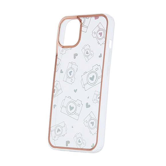 iPhone 13 Pro Hybrid Plastik Cover m. Holografisk Print - Kamera Motiv - Gennemsigtig