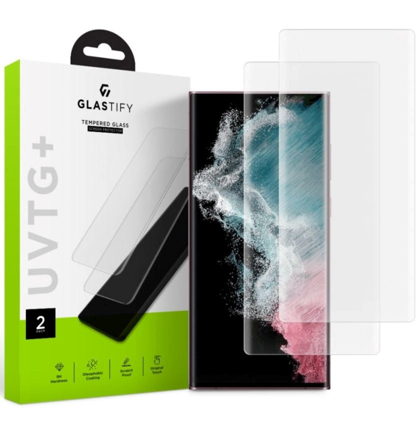 GLASTIFY Samsung Galaxy S22 Ultra UV Skærmbeskyttelse 2 stk. - Case Friendly - Gennemsigtig