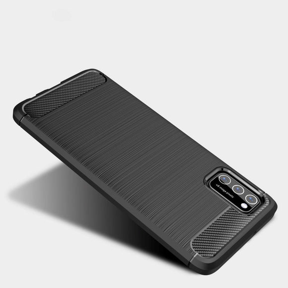 Samsung Galaxy A03s Tech-Protect Fleksibelt Plastik Carbon Cover - Sort