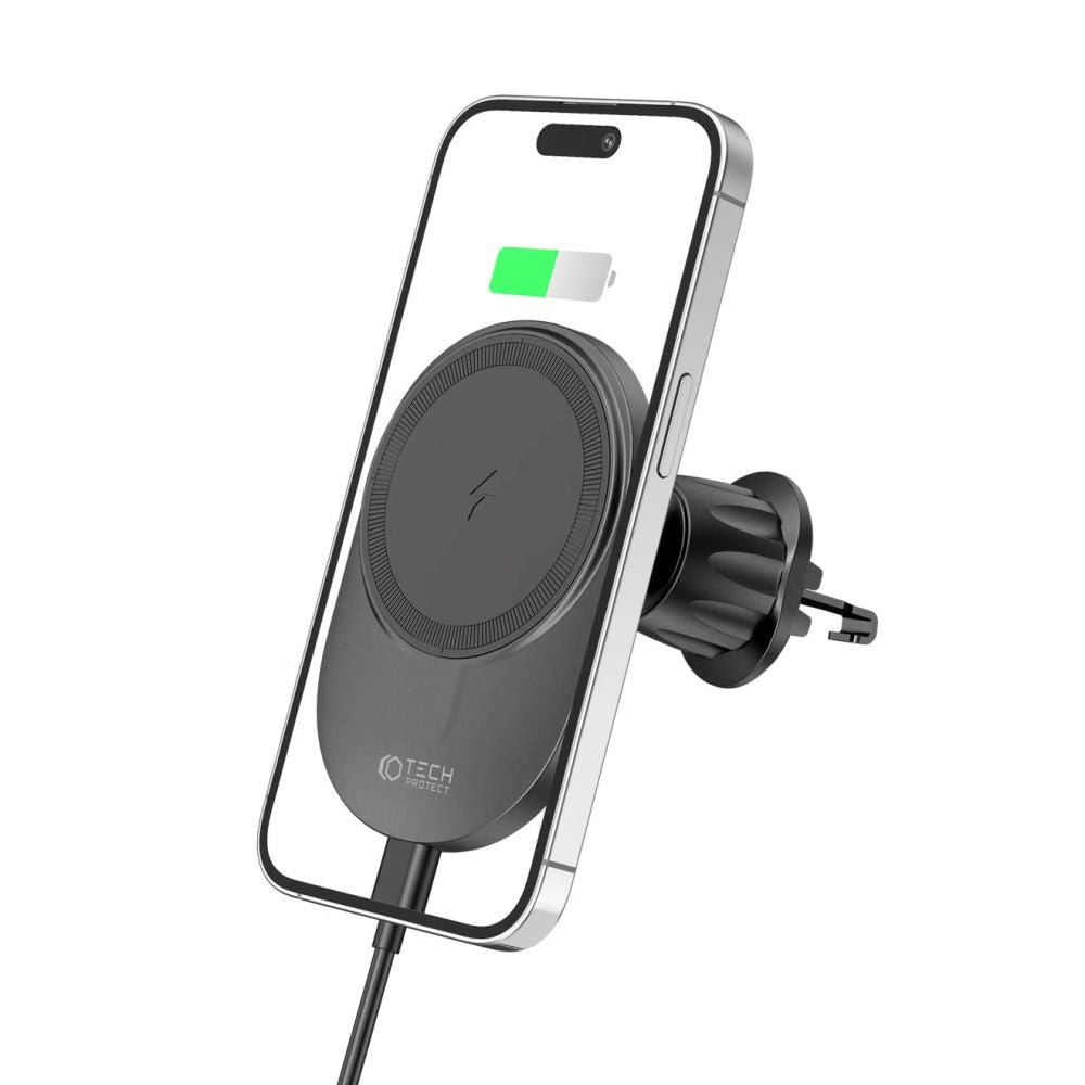 Tech-Protect MM-V1 Trådløs Oplader 15W til Ventilation - MagSafe Kompatibel - Sort