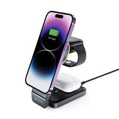 Tech-Protect QI15W-A28 3-in-1 Trådløs Oplader - Sort