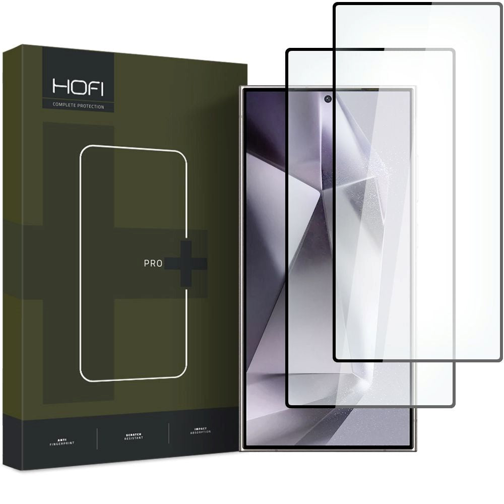 Samsung Galaxy S24 Ultra Hofi Glass Pro+ Hærdet Glas Skærmbeskyttelse - Case Friendly - 2-Pak - Sort Kant