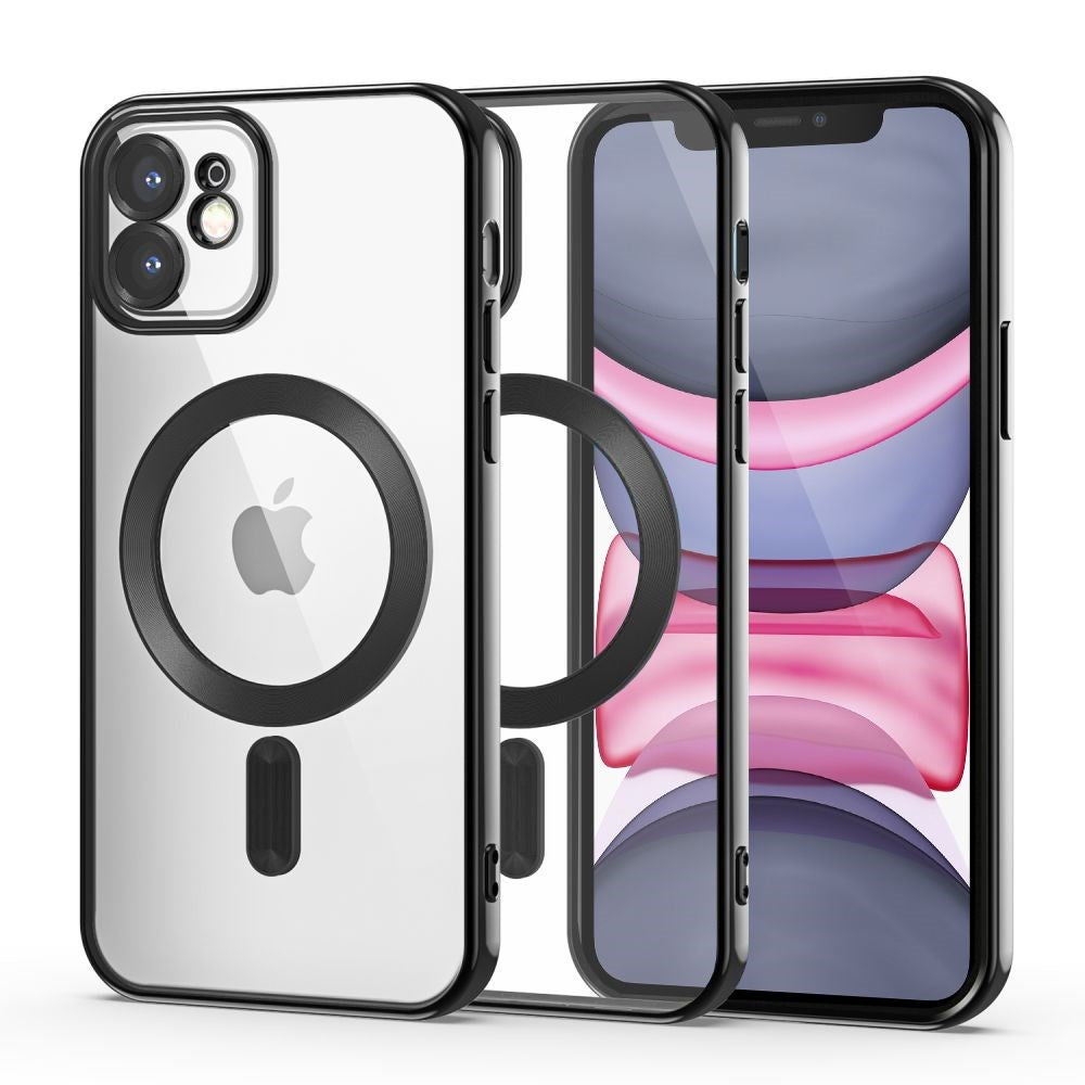 iPhone 11 Tech-Protect MagShine Cover - MagSafe Kompatibel - Gennemsigtig / Sort