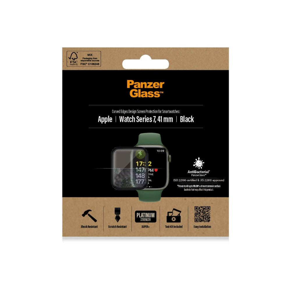 PanzerGlass Apple Watch 8/7 (41mm) Hærdet Glas - Sort Kant