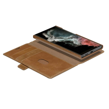 Samsung Galaxy S22 Ultra dbramante1928 Lynge Ægte Læder Magnet Cover - Tan