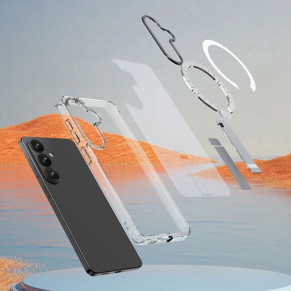 Samsung Galaxy S26 Hurtel Hybrid Armor X Cover m. Kickstand - MagSafe Kompatibel - Gennemsigtig