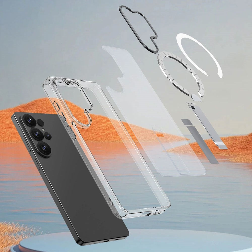 Samsung Galaxy S26 Ultra Hurtel Hybrid Armor X Cover m. Kickstand - MagSafe Kompatibel - Gennemsigtig