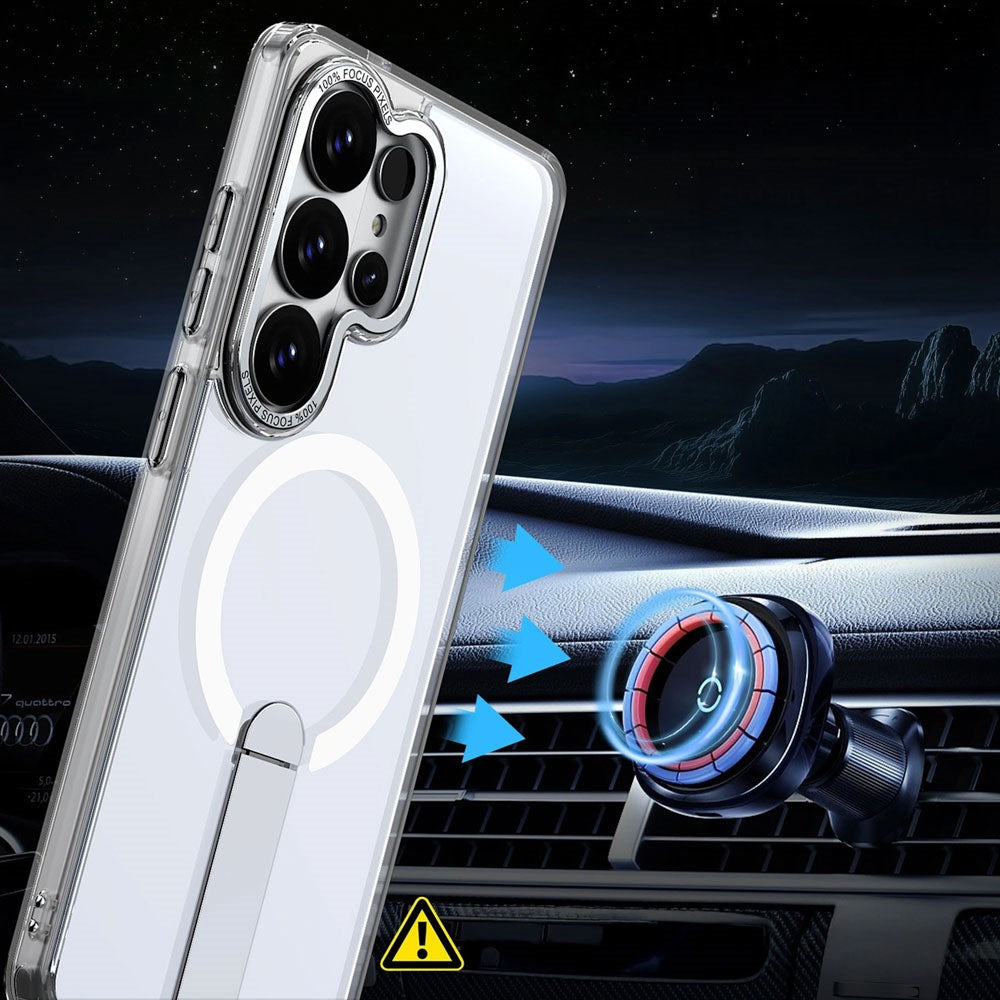 Samsung Galaxy S26 Ultra Hurtel Hybrid Armor X Cover m. Kickstand - MagSafe Kompatibel - Gennemsigtig