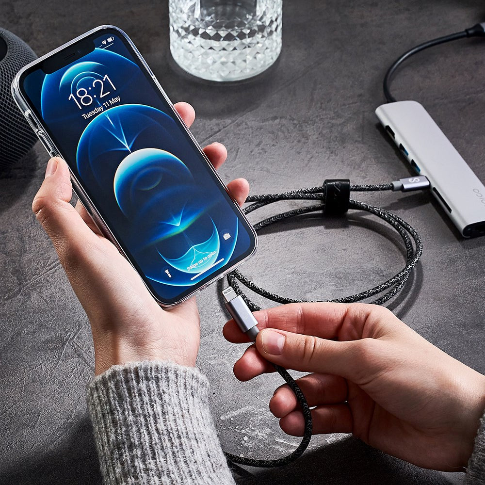 Epico Braided USB-C til Lightning Kabel PD 60W - 1.8m - Space Grey