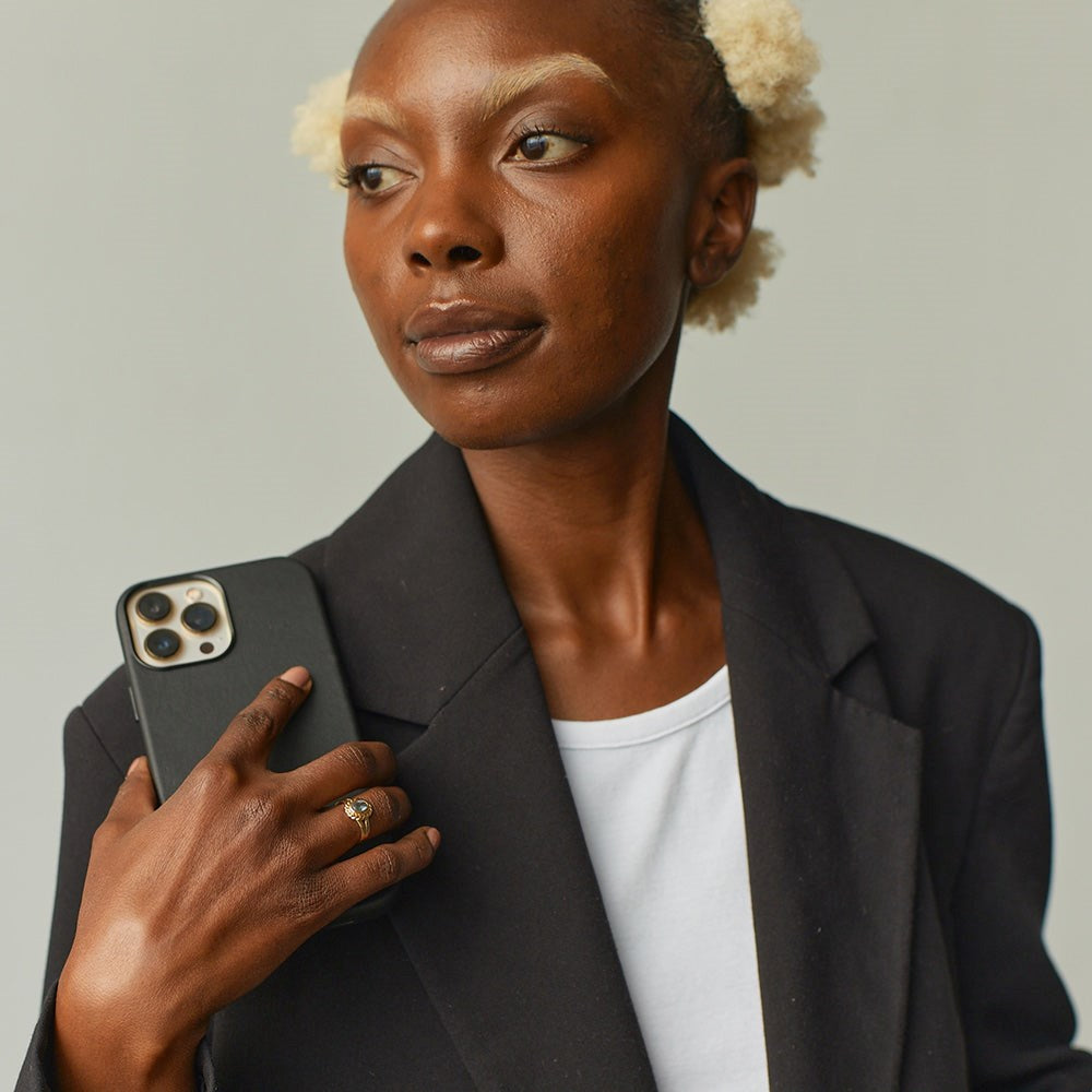 iPhone 13 Pro Max Trunk Ægte Læder Cover - Sort