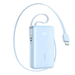 Joyroom JR-PR2 35W PowerBank m. Udtrækkeligt USB-C Kabel & Indbygget USB-C Kabel - 10.000 mAh - Lyseblå