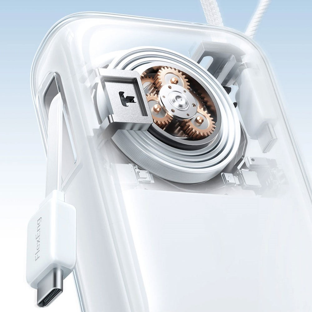 Joyroom JR-PR2L 35W PowerBank m. Udtrækkeligt USB-C Kabel & Indbygget Lightning Kabel - 10.000 mAh - Hvid