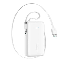Joyroom JR-PR2 35W PowerBank m. Udtrækkeligt USB-C Kabel & Indbygget USB-C Kabel - 10.000 mAh - Hvid