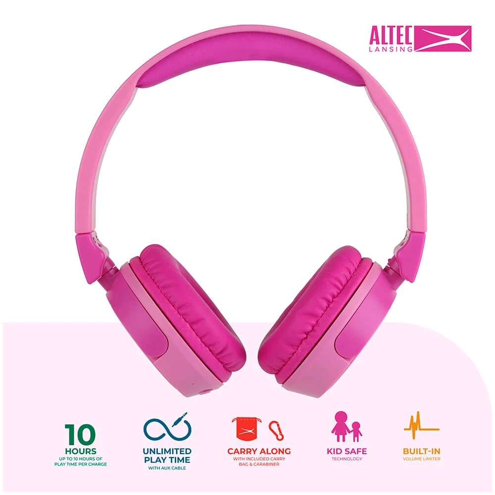 Altec Lansing 2-i-1 Headset til Børn med / uden Ledning - On-Ear Design - Lyserød